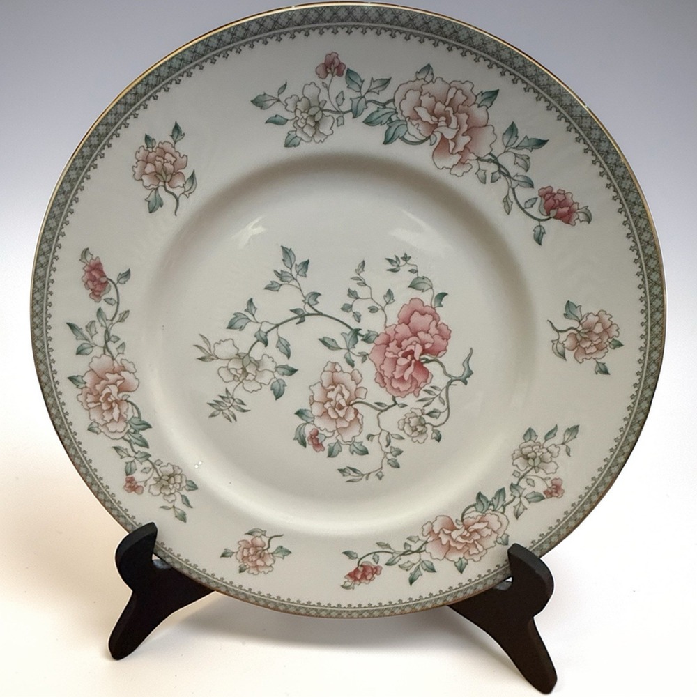 Minton Jasmine 10.5" Dinner Plate Fine Bone China England Pink Floral Gold Trim